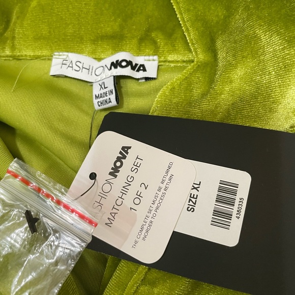Fashion Nova Green Velvet Skirt set - Picture 3 of 4